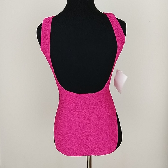 Vintage 80s NWT Hot Pink One Piece Swimsuit - Picture 3 of 8